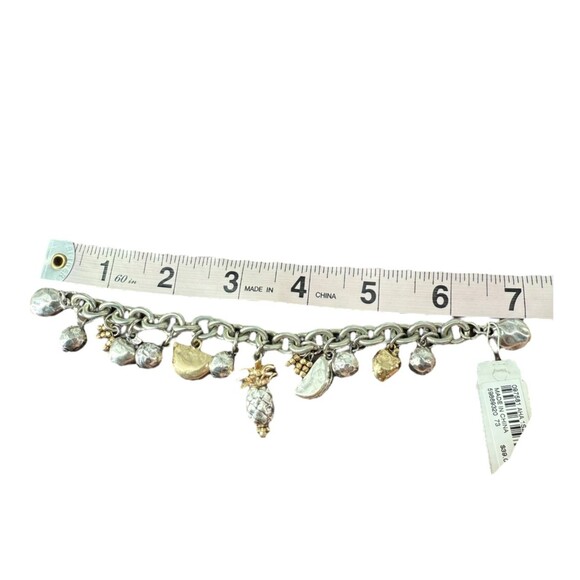 J. Jill Fruit Charms Chunky Chain Bracelet Whimsical Gold Silver Tone Beads NWT - Picture 9 of 10